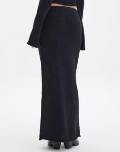 Tie Waist Knit Maxi Skirt -Swoon Fashion co lardee knit tie waist maxi black back sl47099knt