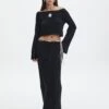 Tie Waist Knit Maxi Skirt -Swoon Fashion co lardee knit tie waist maxi black front sl47099knt 1