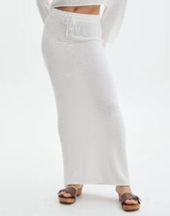 Tie Waist Knit Maxi Skirt -Swoon Fashion co lardee knit tie waist maxi white full sl47099knt