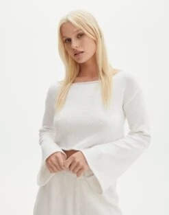 Tailored Cargo Pant -Swoon Fashion co lardee knit top white front kl127172cot 1