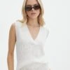 Rib Knit V Neck Vest -Swoon Fashion co litzy rib vest milk front kv155579knt 1