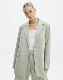 Oversized Blazer -Swoon Fashion co loretta oversized blazer jacket suit mist front jw51337zhe