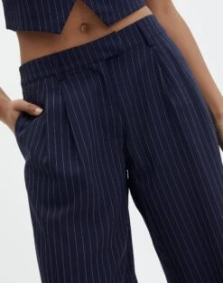 Mid Rise Pinstripe Wide Leg Pant -Swoon Fashion co loretta pinstripe tailored pant navy pinstripe imageback pw51730pst