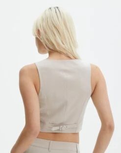 Tailored V Neck Vest -Swoon Fashion co loretta waistcoat neutral back bv65137pln