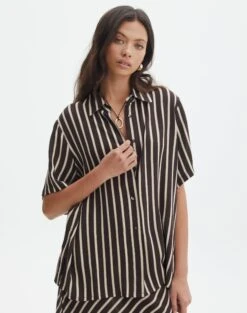 Oversized Contrast Stripe Shirt 24 Oversized Contrast Stripe Shirt -Swoon Fashion co mal box collard shirt soy stripe detail bs137014prt