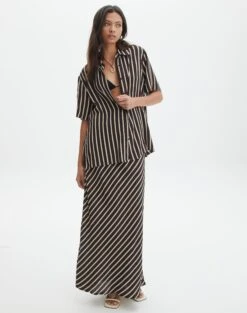 Oversized Contrast Stripe Shirt 23 Oversized Contrast Stripe Shirt -Swoon Fashion co mal box collard shirt soy stripe full bs137014prt