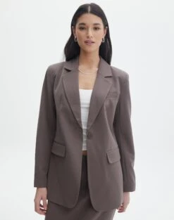 Wide Leg Pinstipe Tailored Pant -Swoon Fashion co marly one button blazer irish coffee front jw74948pln 7