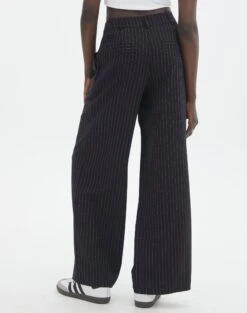 Wide Leg Pinstipe Tailored Pant -Swoon Fashion co marly pinstripe tailored pant black pinstripe back pw71767stp