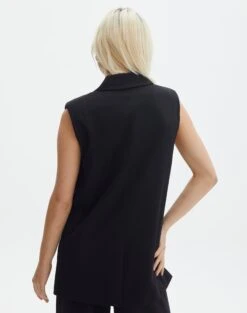 Tailored Oversized Vest -Swoon Fashion co marly sleeveless blazer black back vs133393pln