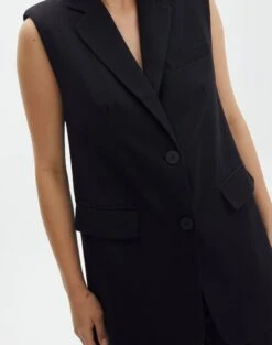 Tailored Oversized Vest -Swoon Fashion co marly sleeveless blazer black imageback vs133393pln