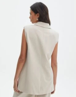 Tailored Oversized Vest -Swoon Fashion co marly sleeveless blazer oh natural back vs133393pln