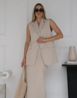 Tailored Oversized Vest -Swoon Fashion co marly sleeveless blazer oh natural full vs133393pln