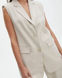 Tailored Oversized Vest -Swoon Fashion co marly sleeveless blazer oh natural imageback vs133393pln