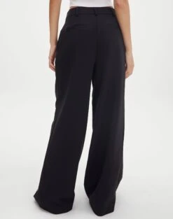 High Waist Relaxed Tailored Pant -Swoon Fashion co marly wide leg pant black back pw71767pln