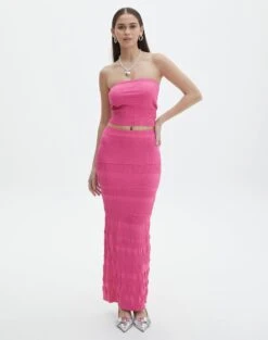 Slim-fit Rib Maxi Skirt -Swoon Fashion co michaela mixed stitch maxi skirt lets go party front sl96533knt 3