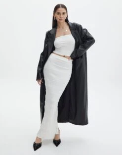 Contrast Rib Knit Bandeau -Swoon Fashion co michaela mixed stitch maxi skirt milk front sl96533knt