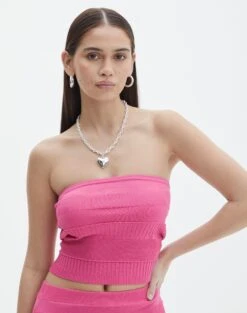Contrast Rib Knit Bandeau -Swoon Fashion co michaela mixed stitch tube top lets go party front kv96489knt