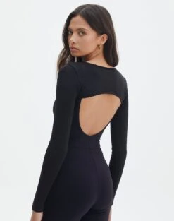 Ribbed Knit Long Sleeve Shrug -Swoon Fashion co midas shrug black back kl54070cre