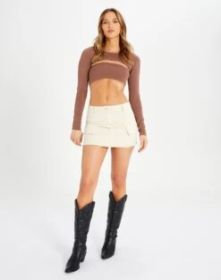 Ribbed Knit Long Sleeve Shrug -Swoon Fashion co midas shrug shiitake full kl54070cre