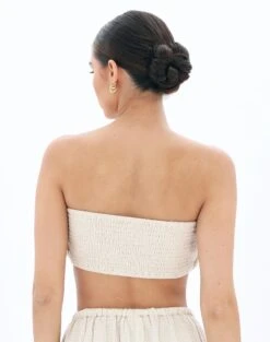 Muslin Ruched Bandeau Top -Swoon Fashion co mimi blouse rice cake back bv90902omus