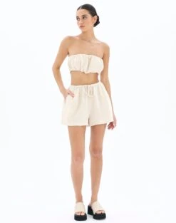 Muslin Ruched Bandeau Top -Swoon Fashion co mimi blouse rice cake full bv90902omus