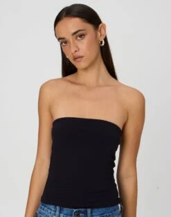 Tie Waist Linen Pant -Swoon Fashion co minka boob tube black front tv121046pch 2