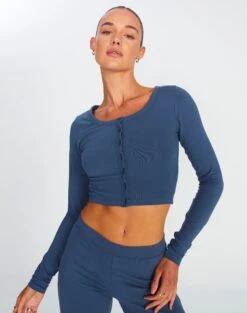 Button Up Cropped Long Sleeve Top -Swoon Fashion co peony longsleeve moby dick front tc93716cot