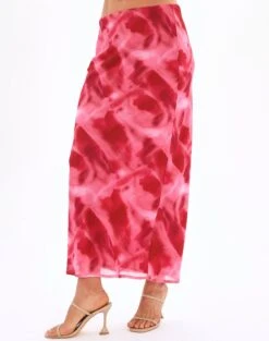 Print Maxi Slip Skirt -Swoon Fashion co riley low rise maxi skirt carnation skies detail sl102757prt