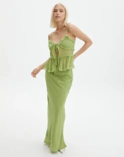 Ruffle Frill Tie Front Top -Swoon Fashion co riley low rise maxi skirt wassa bae front sl102757rchi 1