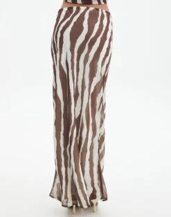 Print Maxi Slip Skirt -Swoon Fashion co riley mr maxi skirt umber zebra back sl102757prt
