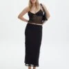 Mesh Lettuce Trim Midi Skirt -Swoon Fashion co sabrina burnout mesh max black front sl53303msh