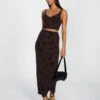 Burnout Mesh Lettuce Trim Midi Skirt -Swoon Fashion co sabrina burnout mesh maxi soy blooms front sl53303bur