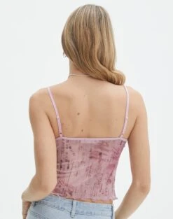Print Mesh Lettuce Trim Cropped Cami -Swoon Fashion co sabrina mesh cami baby doll script back tv54660rprt