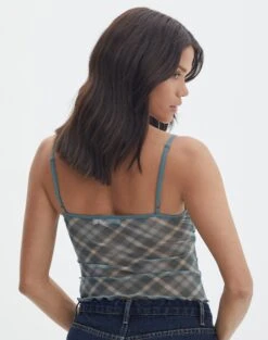 Print Mesh Lettuce Trim Cropped Cami -Swoon Fashion co sabrina mesh cami sideline check back tv54660rprt
