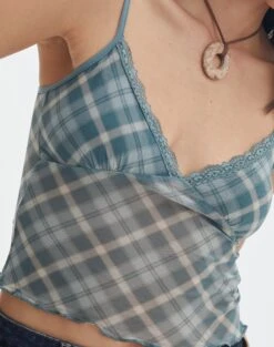 Print Mesh Lettuce Trim Cropped Cami -Swoon Fashion co sabrina mesh cami sideline check imageback tv54660rprt