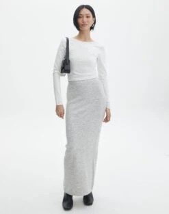 Luxe Lounge Modal Slim-Fit Maxi Skirt -Swoon Fashion co skylar fluffy knit midi skirt grey marle front sl111823knt 11