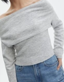 Off The Shoulder Bardot Knit Top -Swoon Fashion co skylar off shoulder relaxed knit grey marle imageback kl110792knt