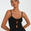 Cut Out Ribbed Knit Top -Swoon Fashion co sonita cut out top black front kv89658vn