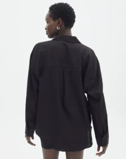 Long Sleeve Linen Blend Shirt -Swoon Fashion co t dallas linen shirt black back bl118882tlv