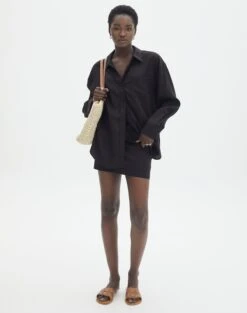 Long Sleeve Linen Blend Shirt -Swoon Fashion co t dallas linen shirt black full bl118882tlv