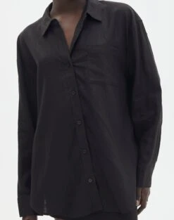 Long Sleeve Linen Blend Shirt -Swoon Fashion co t dallas linen shirt black imageback bl118882tlv