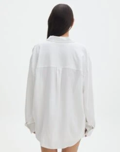 Long Sleeve Linen Blend Shirt -Swoon Fashion co t dallas linen shirt white back bl118882tlv