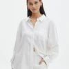 Long Sleeve Linen Blend Shirt -Swoon Fashion co t dallas linen shirt white front bl118882tlv