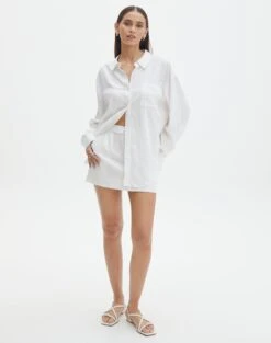 Swoon Fashion -Swoon Fashion co t dallas linen shirt white full bl118882tlv