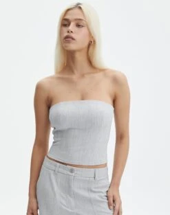 Tailored Strapless Corset Top -Swoon Fashion co waverly boob tube top grey marle front bv78094gry 1