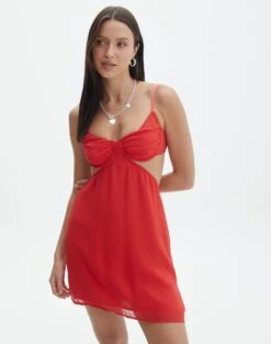 Cupped Cut Out Mini Dress -Swoon Fashion collie cupped mini dress mulan red front ds107273chi