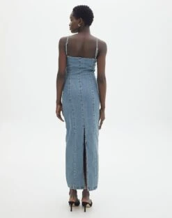 Denim Panelled Maxi Dress -Swoon Fashion darcy denim dress athens wash back dl104766dnm