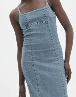 Denim Panelled Maxi Dress -Swoon Fashion darcy denim dress athens wash imageback dl104766dnm