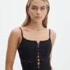 Lace Up Detailed Corset Top -Swoon Fashion denver lace up corset black front bv109857pln