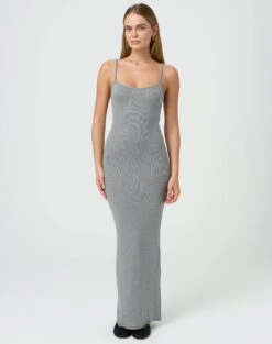 Cotton High Neck Maxi Dress -Swoon Fashion didi strappy maxi dress heather marle front dl93109mod 1